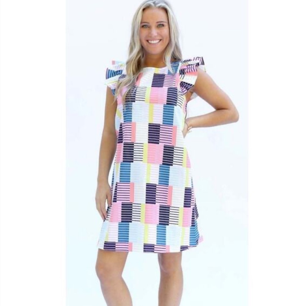 Michelle McDowell Yacht Club Vada Dress with Patchwork Design Size M  NWOT